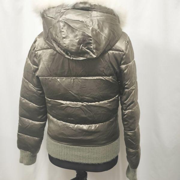 The Closet/100% Silk/Fox Fur Down Jacket/Approx. S/Olive/Khaki/SILK/jacket/jumper(USED)