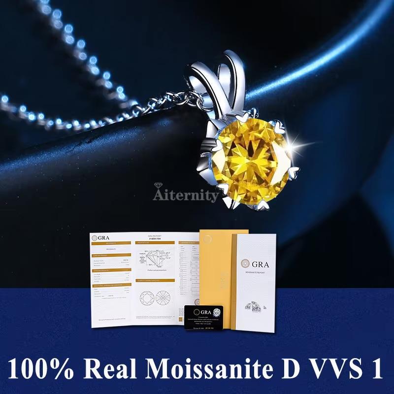 S925 Sterling Silver High Jewellery 100% Moissanite Pendant Necklace D Colour with GRA Certificate for Ladies' Wedding, Party