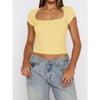 Dámský crop top čtvercovým výstřihem, krátkým rukávem, jednobarevný, přiléhavý, ležérní tričko
