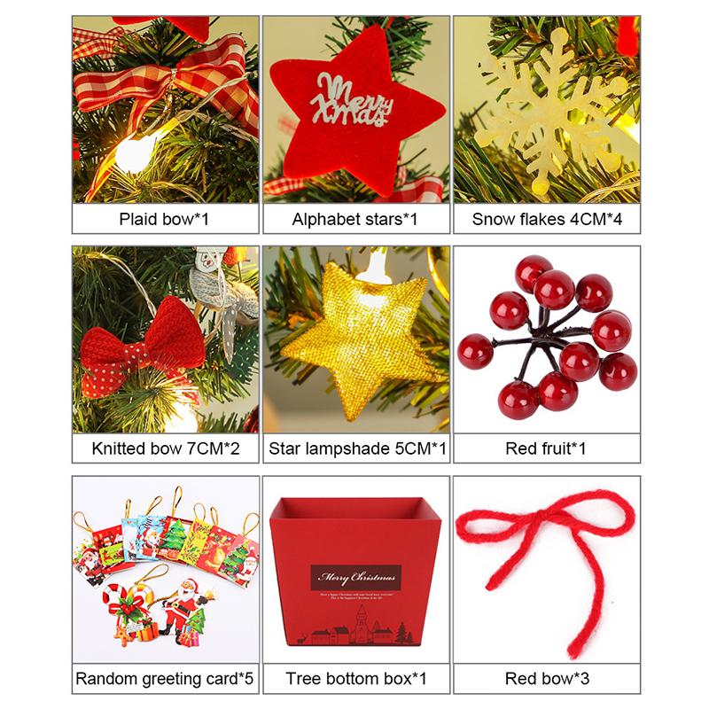 50cm Mini Christmas Tree Desktop Ornaments with Lights Christmas Tree Set Christ