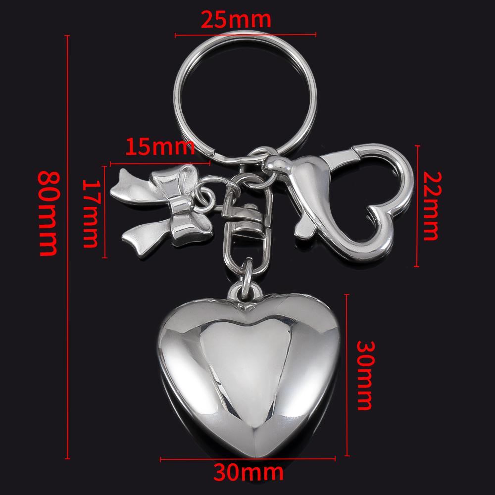 Y2K Big Heart Keychain Silver Color Key Ring For Women Girls Cute Friendship Gift Car Handbag Decoration Handmade Jewelry DIY