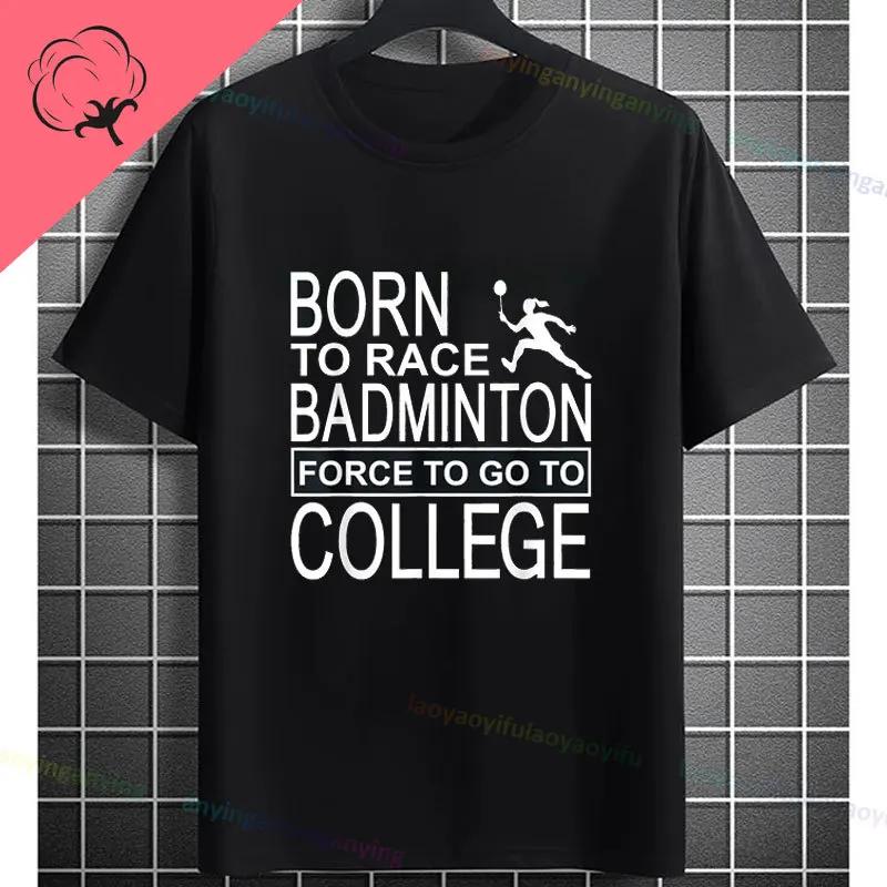 Unisexs Casual Crew Neck Tshirt With Geometric Badminton Players Print Fashion Shortsleev Cotton Tshirt Allseason Sportswear