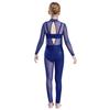 Jenter Danseopptreden Jumpsuit Helkropps Leotard Langermet Mock Neck Mesh Patchwork Nøkkelhullrygg Bodysuit
