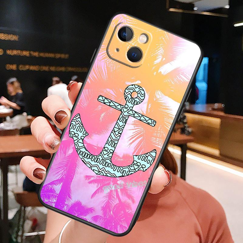 Nautical Anchor Boat Sea Phone Case For iPhone 16 Pro Max 15 14 13 12 11 Pro Max Plus 12 13 Mini XR 16e Funda Cover
