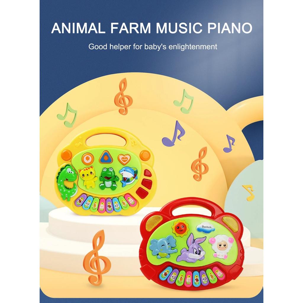 Kids Cartoon Piano Keyboard Game with Animal Sounds Flashing Light Music Baby Instrument Music Toys Educational Toys Kids Gifts