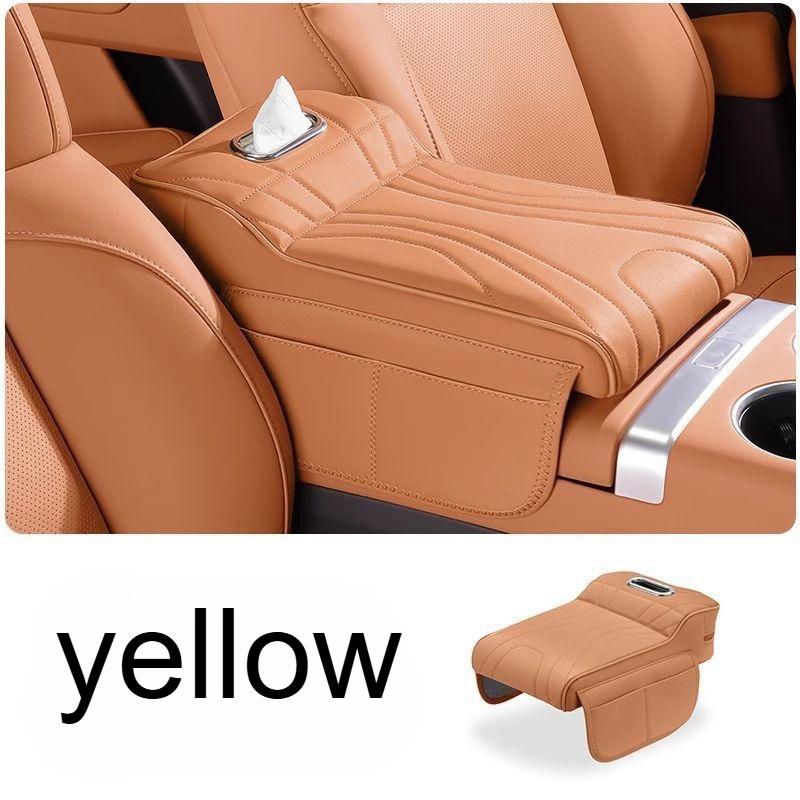 1pcs Car Center Console Armrest Cushion Thickened Arm Rest Box Pad With Side Extension Cushion And Tissue Holder