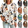 Women's Casual Button Down Halloween Print Jacket for Daily Wear and Fall Outings