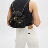 Coach Tabby 22 Metallisches Logo Stepp Lammleder Rucksack Kleiner Damenrucksack Schwarz CU076-B4BK