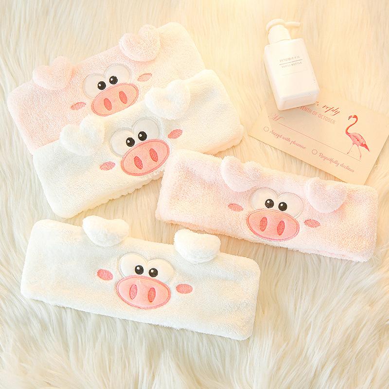 New Cartoon Animal, Little Pig, Coral Velvet Hair Band, Face Wash Headwear, Hair Band, Women's Mask, Cute Hair Band