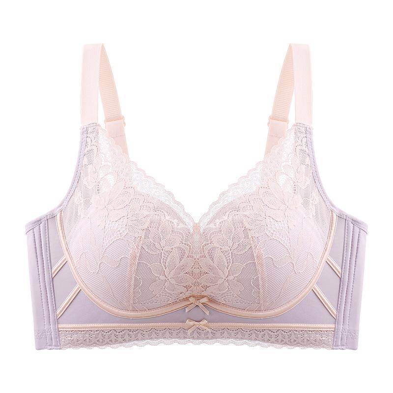 2025 Lace Wire-Free Bra: Women's Antibacterial, Breathable, Anti-Sag, Round Cup for Large Bust with Minimizing Effect