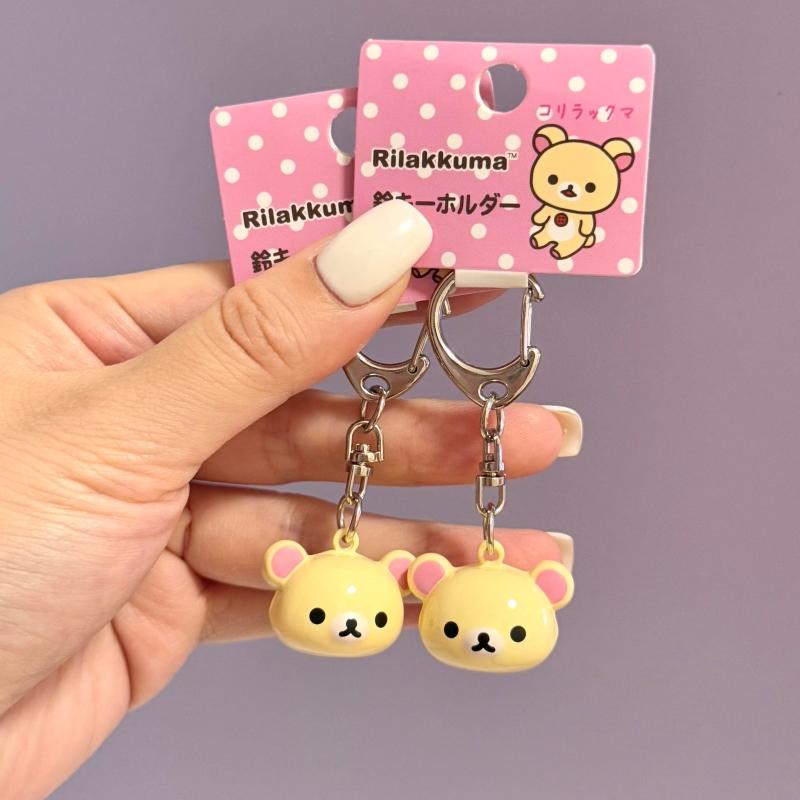 Mini Sanx Rilakkuma Keychain Kawaii Korilakkuma Jingle Bell Backpack Pendant Mount Fuji Cartoon Bear Decoration Bag Charm Gifts