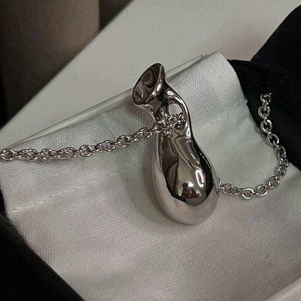 Metal Long Necklace with Water Bottle Pendant Women Choker  for Fashion Enthusiasts