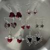 New Harajuku Vintage Goth  Pink Peach Heart Drop Earrings For Women Grunge Punk Halloween Aesthetic Y2k Fairy Jewelry