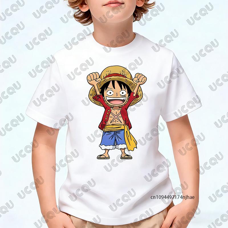 One Piece Japanese Anime Luffy Cartoon Graphic Print Tshirt For Children Summer Cotton Cosplay Tees Casual KidsAdult Tops