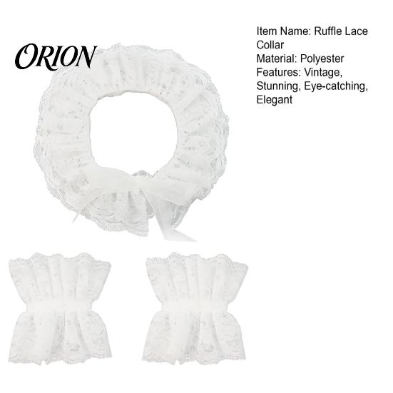 Lace Collar Ruffle And Wrist Cuff Sleeves Set, Vintage Clown Costume, White Victorian Choker Accessories for Halloween Cosplay, Tea Party Style