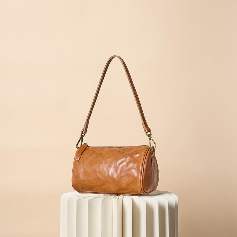 Retro Leather Armpit Toe Cover Layer Cowhide Tree Paste Vegetable Tanned Pillow Bag Versatile Texture Single Shoulder Crossbody Women's