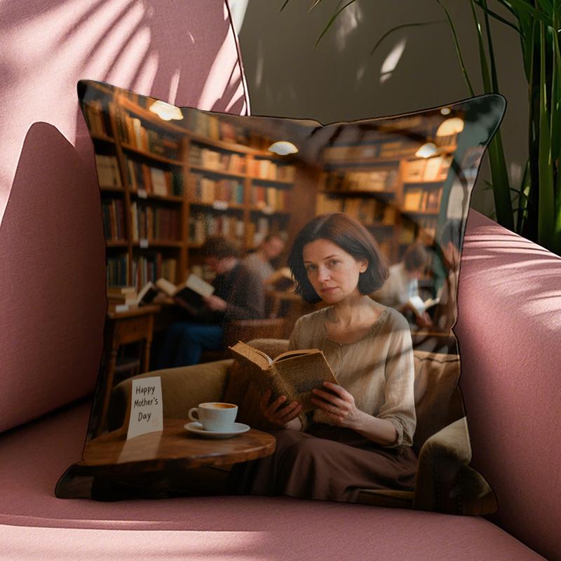 Custom Woven Square Throw Pillow Washable European & American Style Mother's Day Gift for Living Room