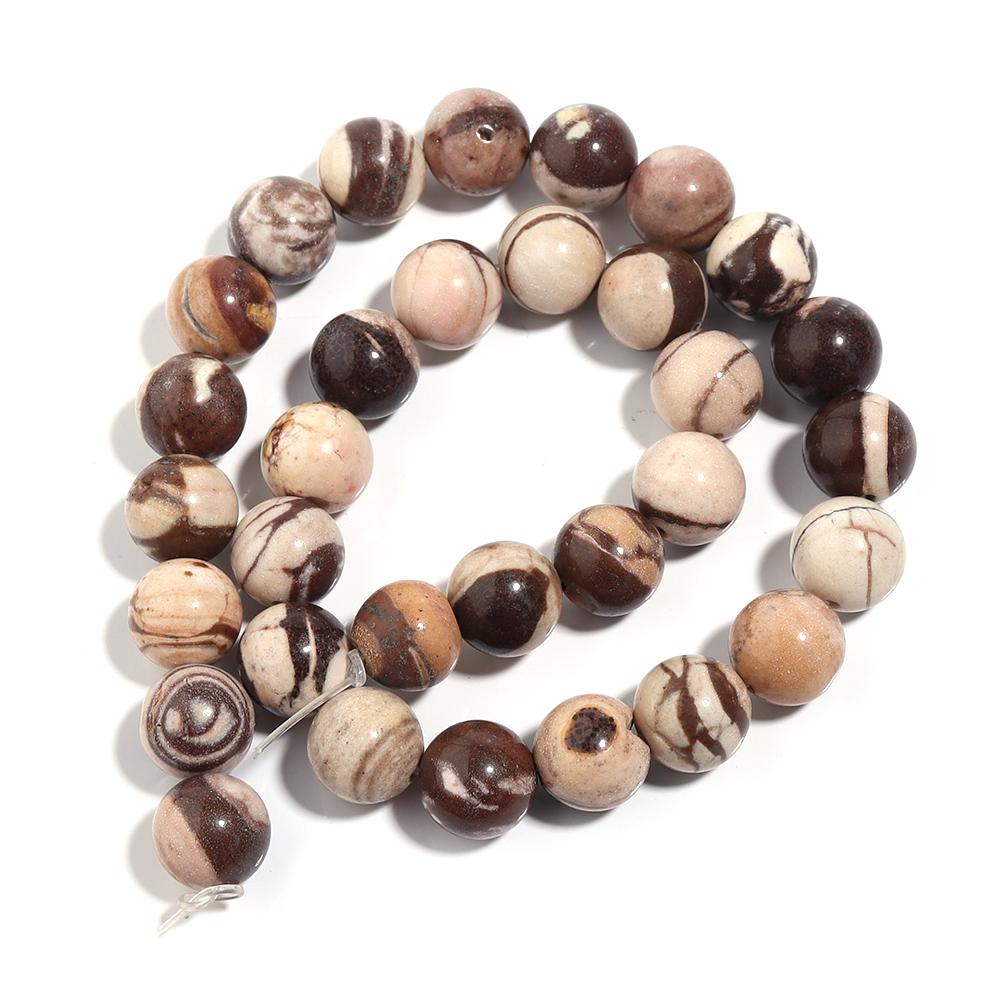Natural Stone Beads 4 6 8 10 12mm Coffee Stripe Zebra Stone Round Loose Beads For Jewelry Making DIY Bracelets Necklace Supplies