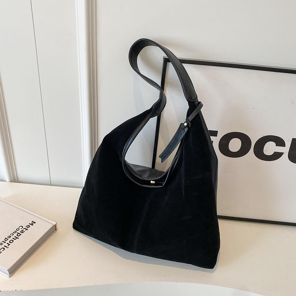 

Women Suede Hobo Bag Slouchy Retro Handbag Magnetic Closure Large Capacity Purse for Work Travel чорний