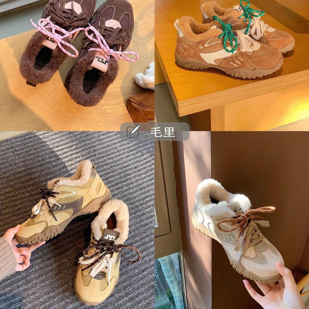 Grape mother studiolee thick-soled heightening casual velvet German training board shoes Forrest Gump shoes women's new 2025 autumn and winter