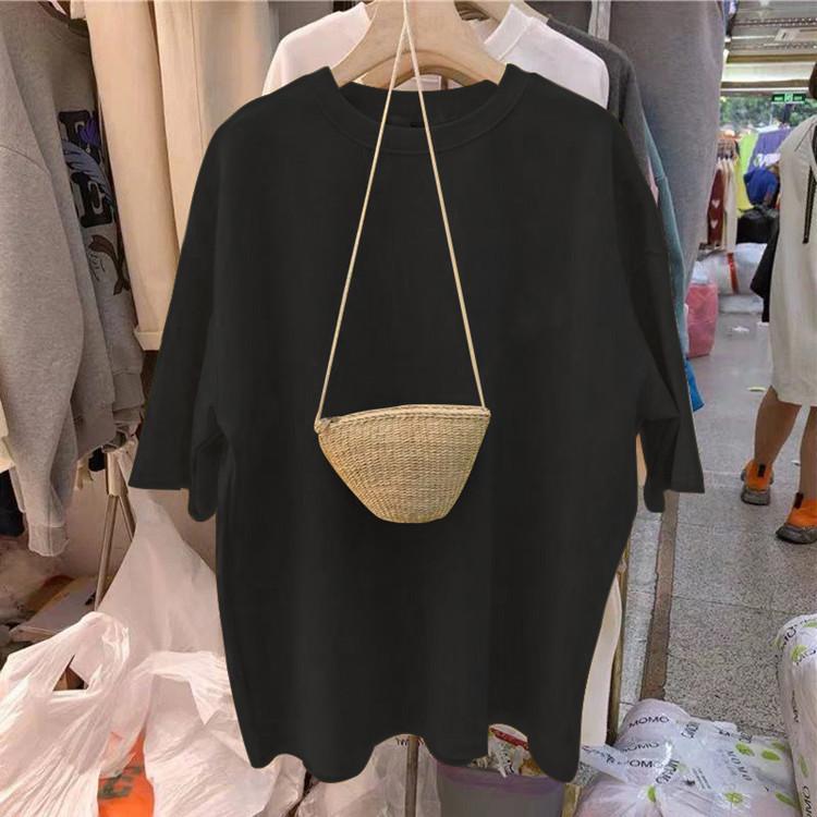 

Новая летняя корейская свободная однотонная хлопковая футболка с короткими рукавами для студенток XXXL