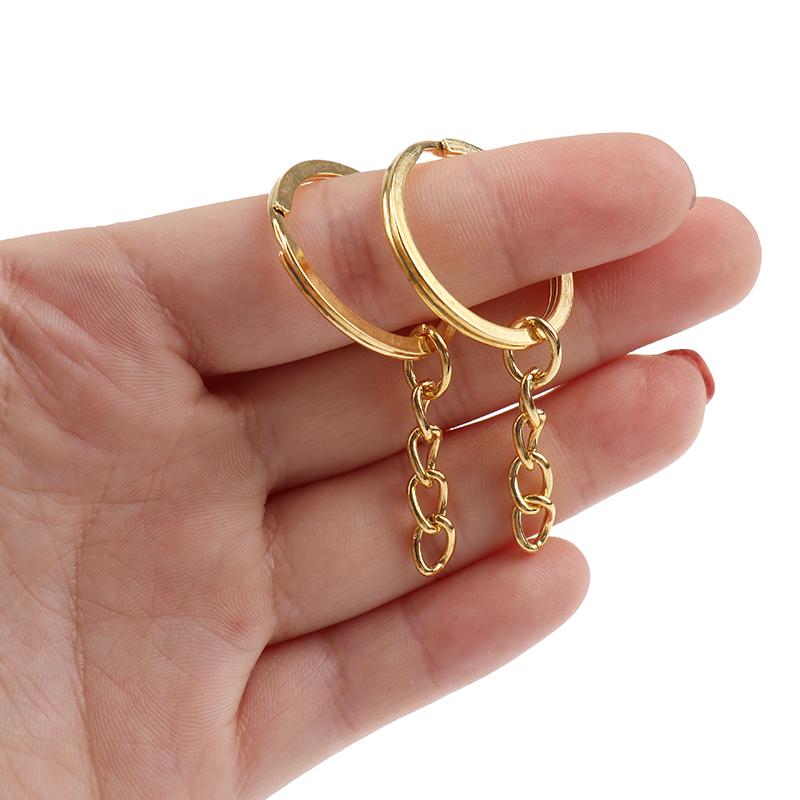 20 Pcs/Lot 28Mm Length Key Gold Silver Chains Key Ring Round Keychain