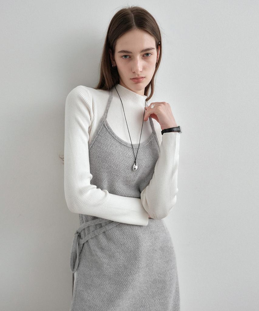 Mongdol Mohair Layered Knit Long Dress Gray Mdop054Gray