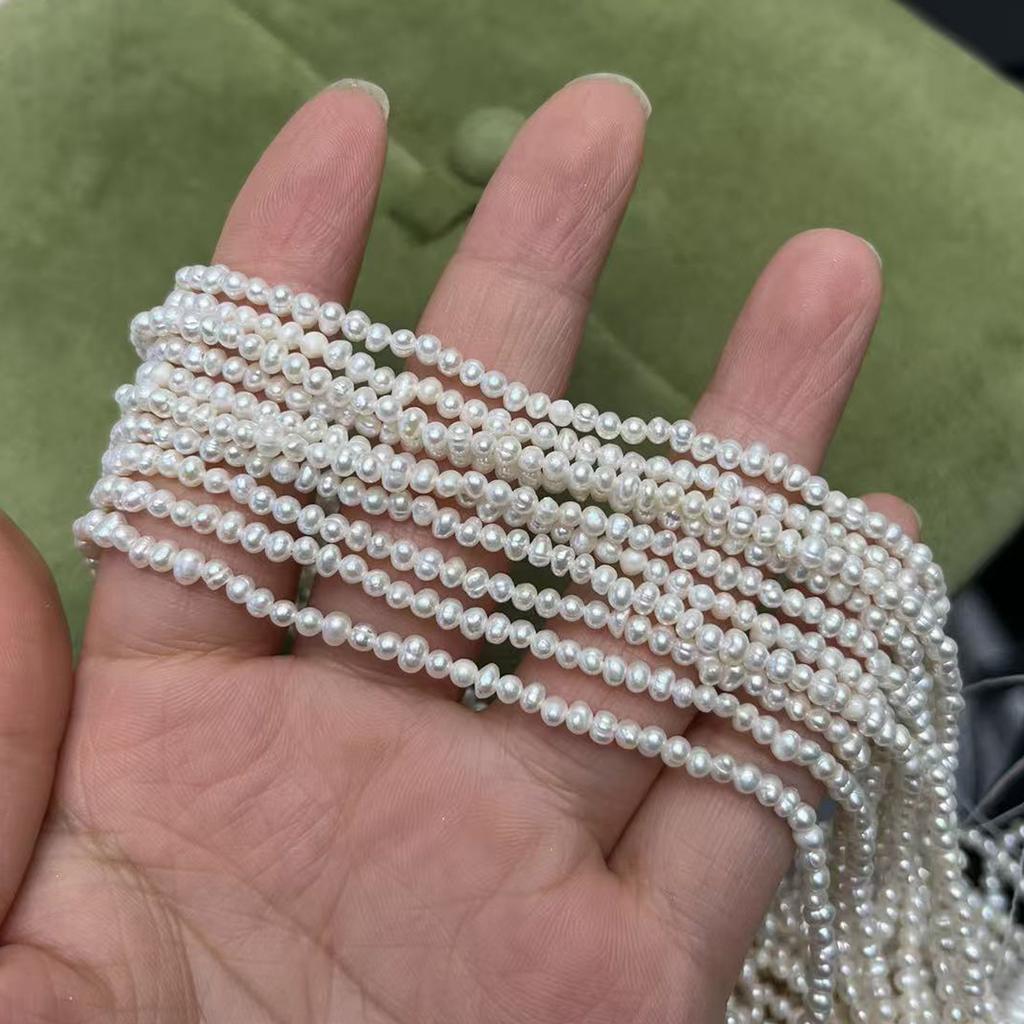 1String, White Natural Shell Mother of Pearl Beads, 2-3mm, Boho Handmade Potato Beads for Jewelry Making DIY Accessories, Gifts for Women, 36cm