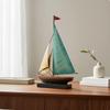 Modellino Barca a Vela in Metallo Statua in Ferro Lusso Leggero Stile Retrò Decorativo
