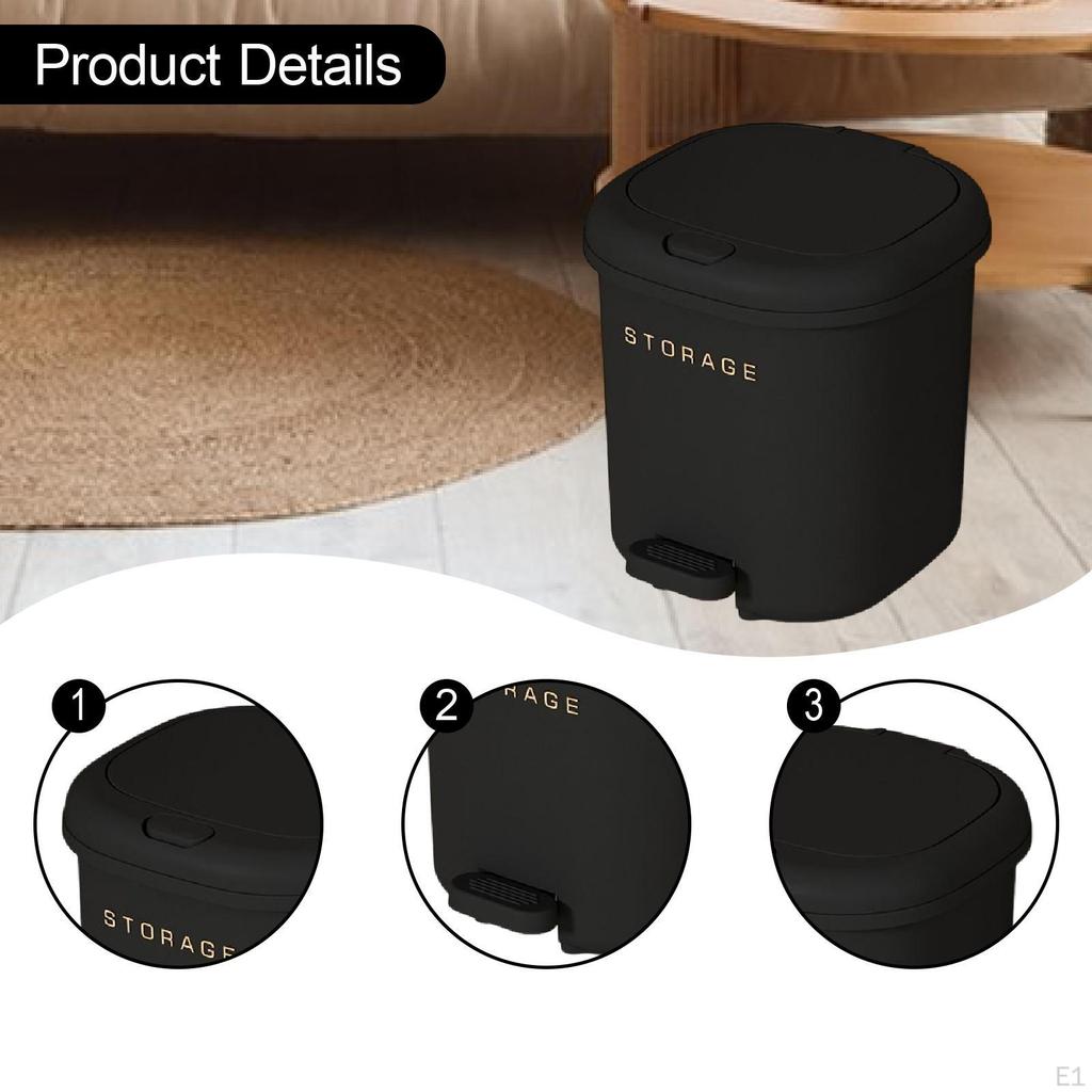 Press Type Trash Can with Step Pedal Garbage Bin Versatile Trashcan Wastebasket Lid for Home