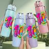 1PC Colorful Ten Birthday Graffiti Print 750ml Color Plastic Sports Water Bottle Leakproof Flip Straw Lid Suitable for Sports Office Home Use