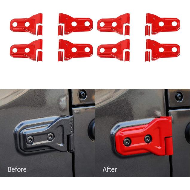 8PCS Door Hinge Cover Trim Accessories for 2018-2024 2025+ Jeep Wrangler JL JLU 2020-2024 2025+ Jeep Gladiator JT (Matt Black)