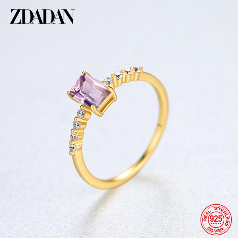 925 Sterling Silver Fashion Zircon Ring for Women Simple Luxury Wedding Jewelry Party Gift