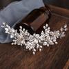 Braut Hochzeit Blume Hochzeit Haarkamm Kristall Haarschmuck mit Perle Braut Seitenkämme Kopfschmuck für Frauen Tiara Kopfschmuck