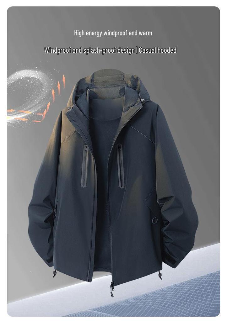 Durable Unisex Outdoor Workwear Jacket: Windproof & Waterproof Hooded Top for Spring & Autumn