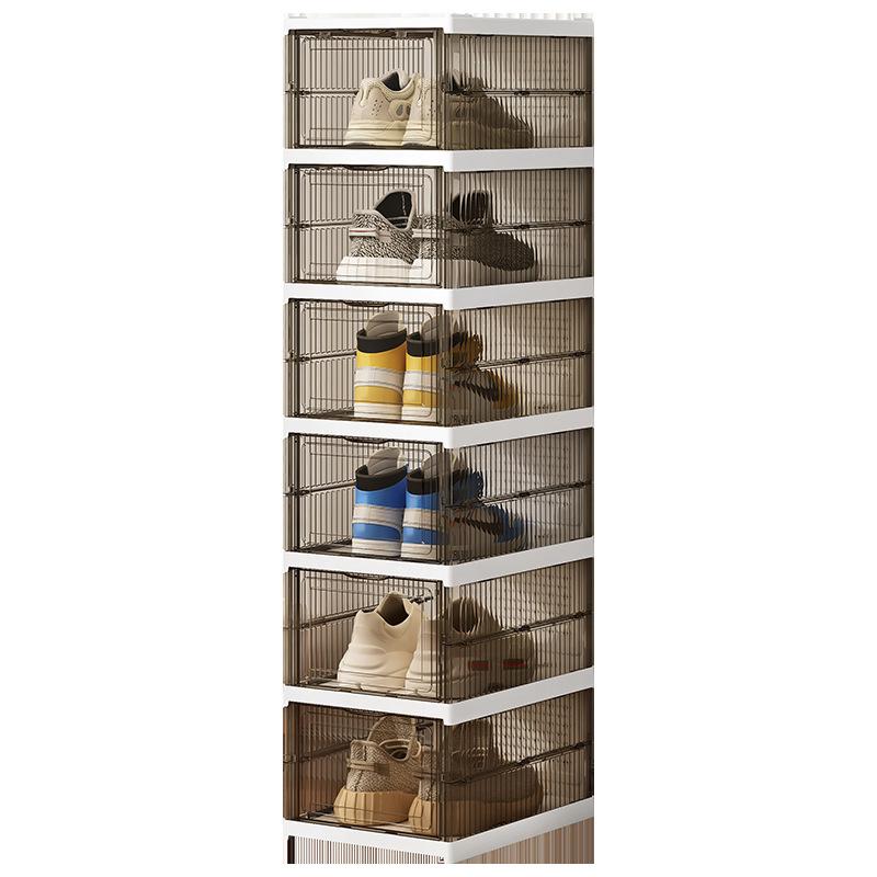Foldable Transparent Shoe Box Cabinet with No-Install Lid - Multi-layer Thickened Shoe Rack for Home Storage