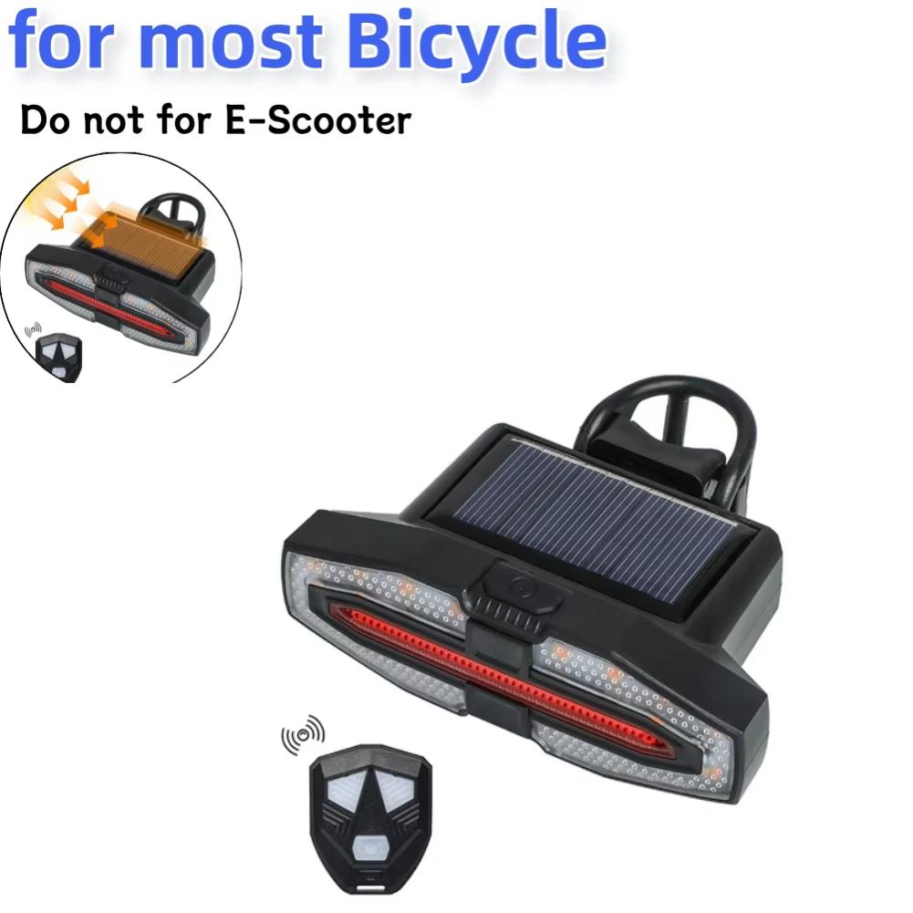 1/2PCS Solar LED Bicycle Rear Light for E-Scooter and Most Bicycle Night Ride Turn Taillight with Signals Light Type-C Charging
