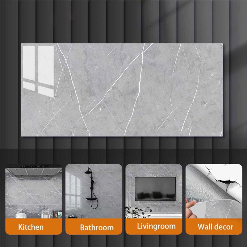 Self-adhesive PVC Faux Marble Tile Sticker Waterproof Peel-and-stick Wall Decal for Kitchen Backsplash Bathroom Decor