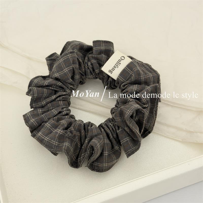 Retro Minimalist Checkered Fabric Small Hairband, High-end and Laid-back Hair Tie for Ponytail