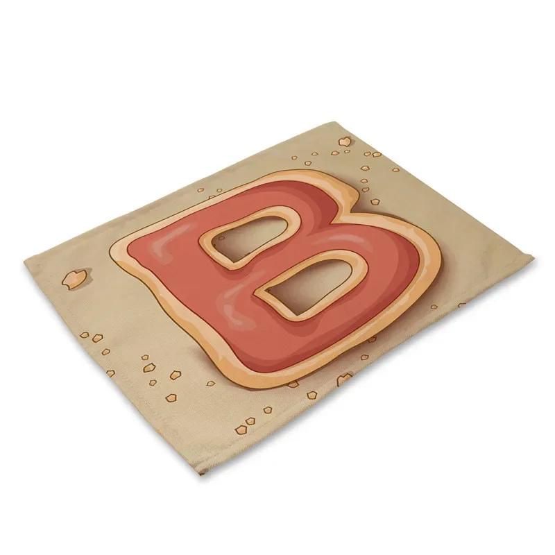 45X30cm Letter Pattern Kitchen Placemat Dining Table Mats Tea Coaster Cotton Linen Pads Bowl Cup Mats for Home Decor Gifts