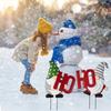Juldekorationer utomhus Dubbelsidig HOHOHO Jul-tomte Trädgårdsskylt med Metallpinnar