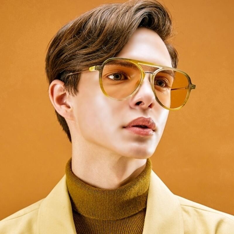 LKS1339 Two-Bridge Sunglasses C2_MUSTARD