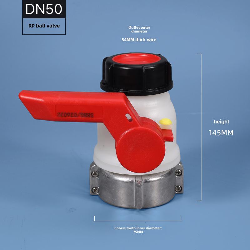 IBC 1-Ton Barrel Valve Set: Acid & Alkali Resistant Butterfly and Ball Valves, DN50, for Plastic Barrel Discharge.