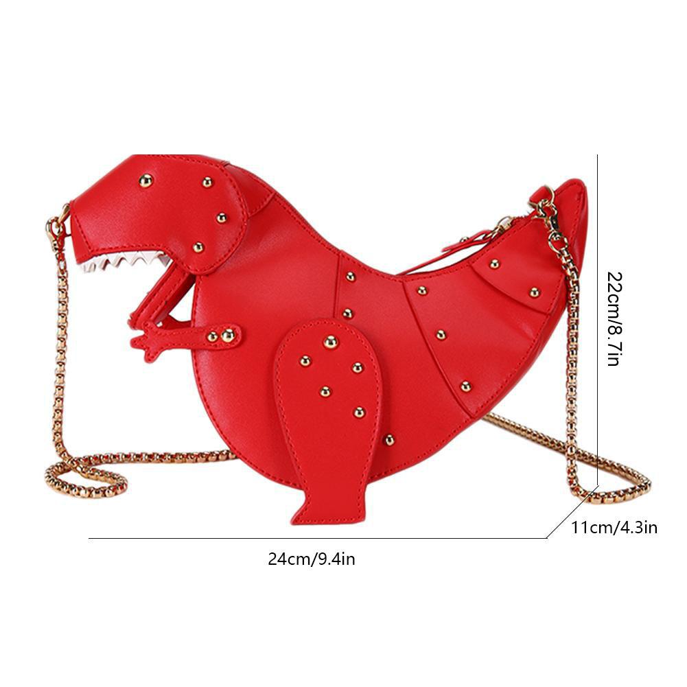 Dinosaur Shoulder Handbags 3D Rivet Dinosaur Purse Animal Style Bags Zipper Crossbody Wallet Messenger Bag for Girl