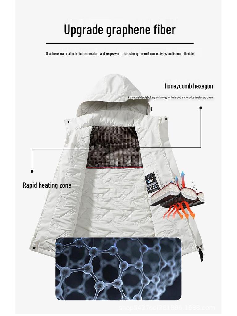 Men’s Winter Graphene Self-Heating Windbreaker: Thick Warm Cotton Jacket for Cold Protection