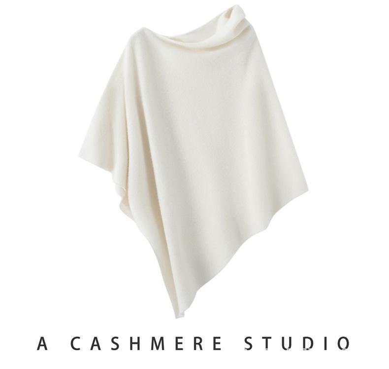 Women's 100% Cashmere Mid-Length Cape Cardigan Sweater - Autumn/Winter Lazy Style Shawl Knit Outerwear