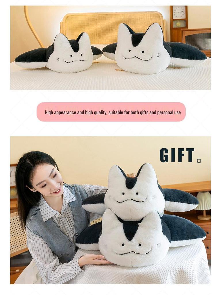 Kreatywna pluszowa poduszka w kształcie kota manty - Zabawna kreskówkowa zabawka płaszczka diabła na prezent urodzinowy dla dziewczynek