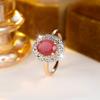 Delicate Oval Rose Red Zircon Rings for Women Vintage Luxury Gold Color Wedding Party Jewelry Gift
