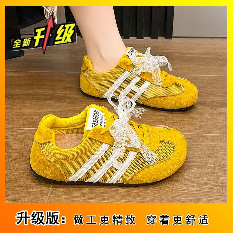 Popular retro mesh breathable German training shoes women's light and versatile flat-bottomed casual sports board shoes 2025 summer new