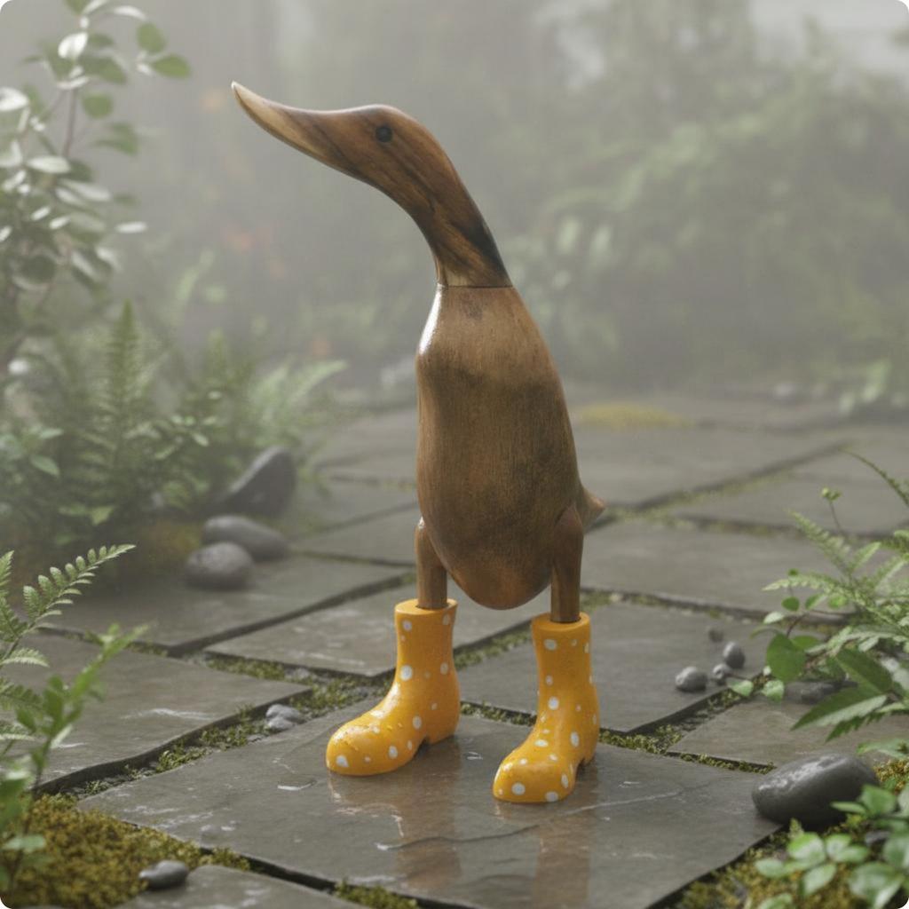 Wood-Grain Duck Figurine Spotted Pattern Duck Sculpture Home Decor Vintage Lifelike for Garden